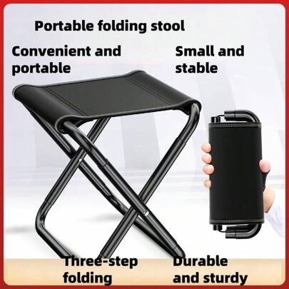 1 Taburete plegable para exteriores, silla de pesca portátil, silla plegable mini, silla de camping, taburete de camping plegable