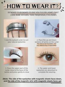 1对磁性假睫毛，半截式，无需胶水，短款磁性睫毛，打造自然猫眼妆效，可重复使用，适用于睫毛嫁接，是眼袋人士、美妆博主和送礼佳品的理想之选。 - 半眼睫毛 - 查看 5