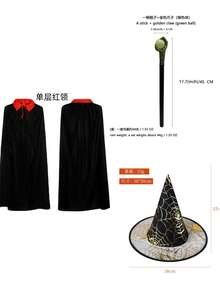 Halloween Black Death God Pirate Cape, Halloween Adult Party Performance Wizard Hat, Eagle Claw Toy Devil King Scepter