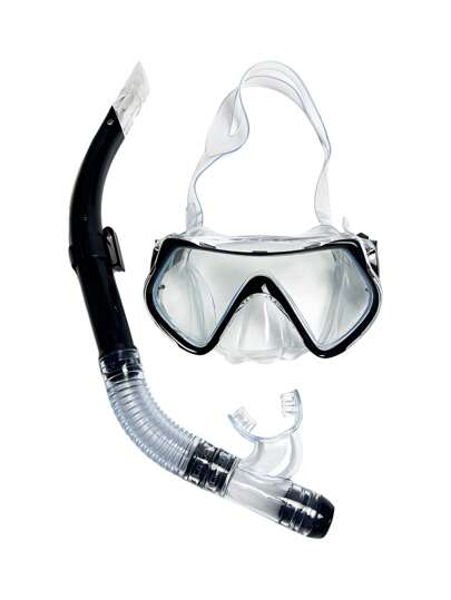 成人和青少年浮潜面罩和呼吸管套装，适合浮潜和游泳