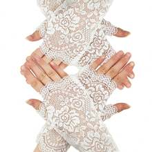 D EXCEED 1/2 件女士短款蕾丝手套露指新娘腕手套歌剧晚会婚礼茶会舞会角色扮演