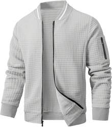 Mens Casual Lightweight CoatChristmas MQ4K - Light Grey - View 1
