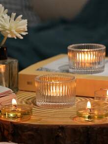 2 قطعة/مجموعة حاملات شموع صغيرة شفافة، حاملات شموع أمنية زجاجية، حاملات شموع دائرية زخرفية، تستخدم لديكور وسط الحفلات والأعراس (الأكواب فارغة، الشموع غير مشمولة)