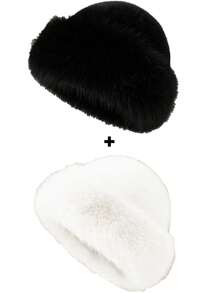 1顶女士加厚抓绒渔夫帽，时尚保暖冬帽，适合搭配羊毛大衣和冬季服装