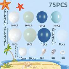 Kituri de baloane pentru petrecere subacvatică, 75 de bucăți - Macarons albe, albastre, albastru intens, baloane cu tematică oceanică, petrecere de ziua de naștere, decorațiuni pentru petrecere, decorațiuni pentru petrecere de vară la malul mării