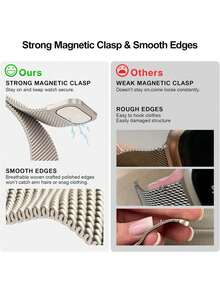 2 件 表带和 表壳，时尚创意设计不锈钢网眼透气舒适磁扣可调节星光色 表带和星光色无屏保护壳，全面保护兼容 Ultra 3/2/1、系列 S10/S9/S8/S7/S6/S5/S4/S3/S2/S1，38mm/40mm/41mm/42mm/44mm/46mm/45mm/49mm，男女时尚新品 - 星光色 - 查看 5