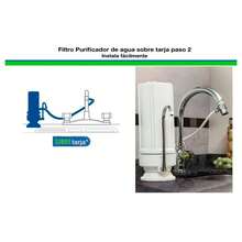 Filtro purificador de agua sobre tarja filtro carbón paso 2 sistema filtrado efectivo hogar cocina elimina impurezas olores agua potable accesorio fácil instalar saludable - Blanco - Ver 4