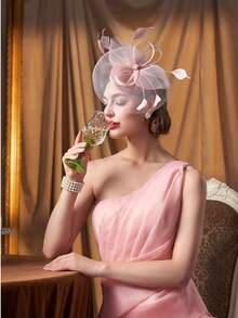 BABEYOND Women's Fascinator Hat Kentucky Hat Feather Derby Fascinator Tea Party Hat For Cocktail Wedding - 粉色 - 查看 1