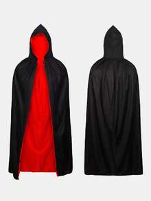 1 件闪亮连帽斗篷，男女通用长袍，适合化妆舞会，中世纪吸血鬼巫师恶魔角色扮演服装道具，万圣节服装 - 黑色 - 查看 4