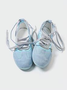 MASKERT Giày thường ngày cho nữ, Giày buộc dây phong cách múa ba lê cho nữ, Giày bệt lưới đục lỗ, Đế mềm, Giày thường ngày đa năng thoải mái cho mọi hoạt động hàng ngày - Màu xanh lam - Xem 7