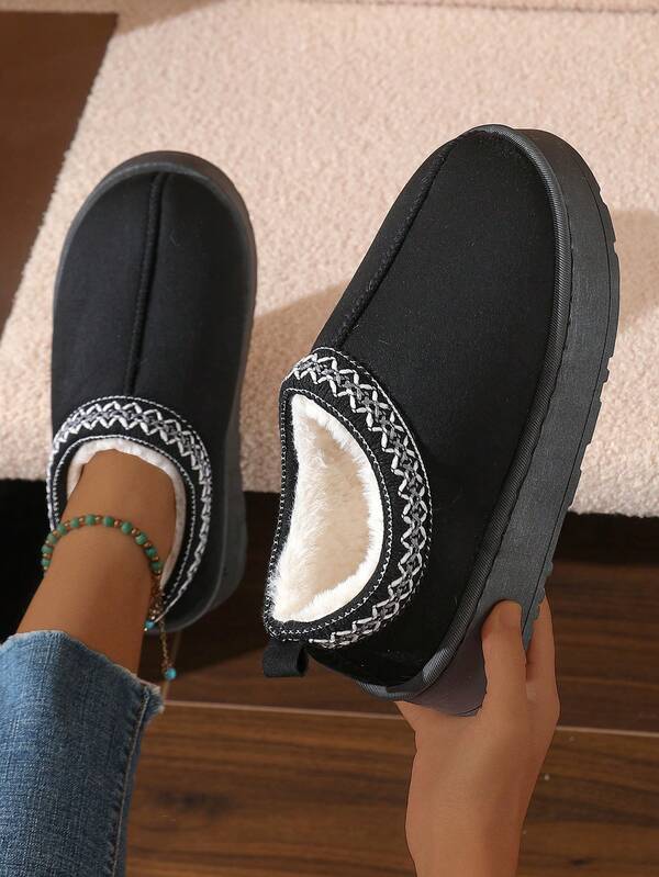 Botas De Neve Para Casais, Mais Vendidas No Inverno, Com Patchwork, Sola Grossa E Forro Quente, Para Uso Interno E Externo, Chinelos Retrô Antiderrapantes E Duráveis Para Homens