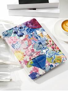 1 件夏季水果蓝莓蝴蝶结印花拼布保护壳，兼容 iPad 10.2/12.9 英寸 iPad Pro 11 2021/2020/10th Gen/Mini4/5/6、Galaxy Tab A8 10.5 英寸 2022、Matepad 10.4/Tab、平板电脑，带铅笔槽，自动睡眠/唤醒 - 彩色 - 查看 5