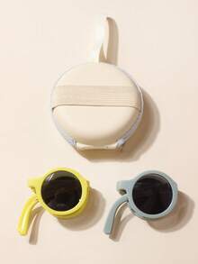 1/2/6 PCS Baby Glasses+1 Pc Glasses Bag,For 2-5 Years Old,Baby Boy And Baby Girl Glasses,Foldable Glasses, Portable Glasses,Cool,Cute,Round Glasses, Decorative Glasses,Baby Glasses Gift,Spring Accessories,Summer Accessories