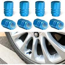 New-  8 PCS Car Tire Vae Stem Caps, Aluminum Alloy Wheel Vae Covers  Rubber O-Ring, Corrosion Ristant Leak-Proof Tire Air Cap T, Universal For SUV, Truck, Motorcycle, Bike (Light Blue)