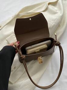 Retro Lightweight,Business Casual Chocolate Brown Flap Bag Vintage PU For Teen Girls Women College Students,Rookies & White-Collar Workers Perfect For Office,College,Work ,Business,Commute,Outdoors, Travel, Outings - Brown - View 7