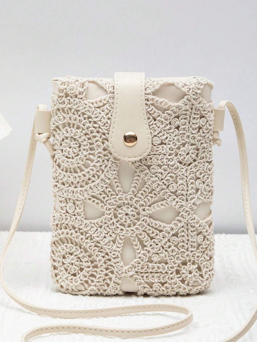 时尚斜挎包多功能单肩包适合海滩度假女士钱包钱包海滩配件旅行钱包秋季 - 米色 - 查看 1