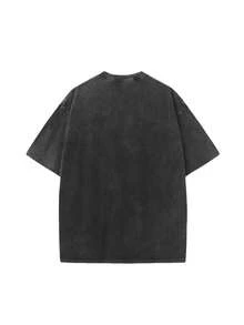 1 PcsShort Sleeve T-Shirt Vintage Wash Tee Black Teeth Graphic Print Casual Daily Wear - 咖啡棕 - 查看 7
