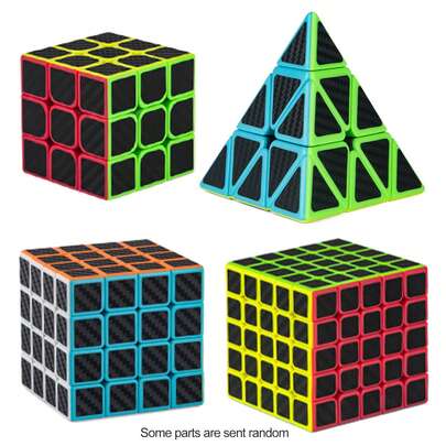 1pc Speed Twist Magic Cube 3x3 4x4 5x5 Pyramid Carbon Fiber Puzzle Cube, For Logic Thinking Training, Educational Toy, Connecting Cubes