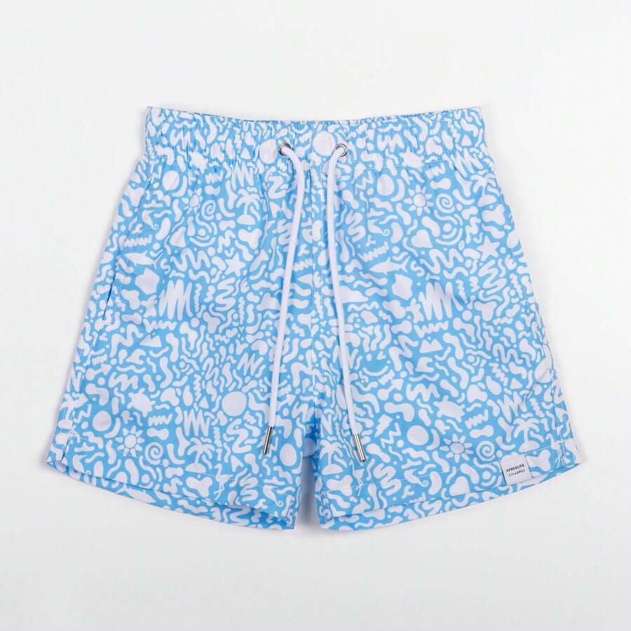 Apres Life Kids Under The Sea Blue Swimshorts - Blue and White - View 1