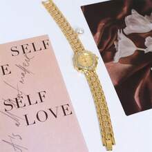 Modische wasserdichte Damenuhr, lässige Damen-Armbanduhr mit römischem Ziffernblatt, Quarz, Luxus-Stahlarmband für Frauen