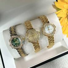 Modische wasserdichte Damenuhr, lässige Damen-Armbanduhr mit römischem Ziffernblatt, Quarz, Luxus-Stahlarmband für Frauen