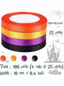 5/12 颜色 125/300 码缎带织物丝带丝绸带多色卷，2/5 英寸宽情人节丝带非常适合花束礼品包装、蝴蝶结制作工艺品、发饰、婚礼派对装饰情人节 - 彩色 - 查看 14