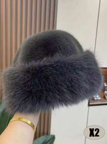 1顶女士加厚抓绒渔夫帽，时尚保暖冬帽，适合搭配羊毛大衣和冬季服装