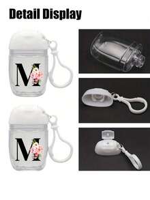 粉色秋海棠字母 A-Z 创意印花图案，透明洗手液空瓶，旅行装，带挂钩白色翻盖，可重复使用瓶盖，便携式空瓶可重新灌装，化妆品容器，适用于液体乳液，旅行装，家庭收纳装，户外旅行装，是送给家人和朋友的贴心礼物，毕业礼物，母亲节礼物，周年纪念礼物。 - 彩色 - 查看 5