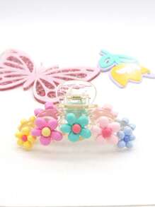 1 件糖果色 5 瓣花爪夹，甜美闪亮发爪发夹发夹发夹发夹发夹，海滩配饰秋冬发饰女士度假装扮女士