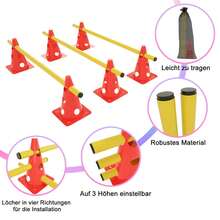 12 PCS Multi-Function Cones, Sports Push-In Hurdle Set, Push-In Hurdle Set Coordination Training, Can Be Used For Obstacle Training, Rotation Training - Red - View 7