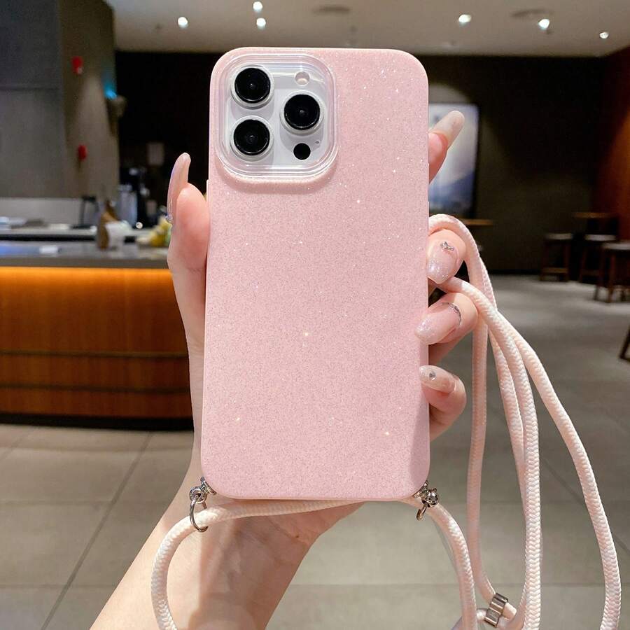 1 件简约粉色和白色绳 IMD 闪光手机壳，低调奢华粉色全身保护防震防摔厚 TPU 手机壳，兼容 Apple/Redmi/Infinix/Vivo 防水防摔防刮