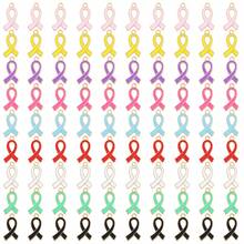 10/30/50 buc Pandantiv din aliaj de zinc cu panglică de satin cu o singură față, potrivit pentru brățări DIY de conștientizare a cancerului de sân, coliere, brelocuri, accesorii de bijuterii