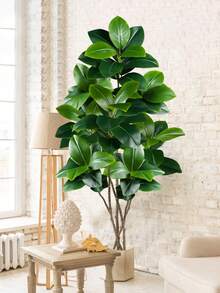 74-140厘米大型人造榕树，热带琴叶榕，高大仿真植物枝条，栩栩如生，适用于家居、花园、办公室装饰，不含1个树枝 - 綠色 - 查看 2
