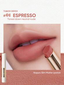 JUDYDOLL Nappa Slim Matte Lipstick, Soft Matte Lipstick, Velvety Matte Lipstick, Suitable For Beginners, Smooth And Long-Lasting, Great Gift For Girlfriend, Friend, Wife - 01 Cà phê espresso - Xem 3