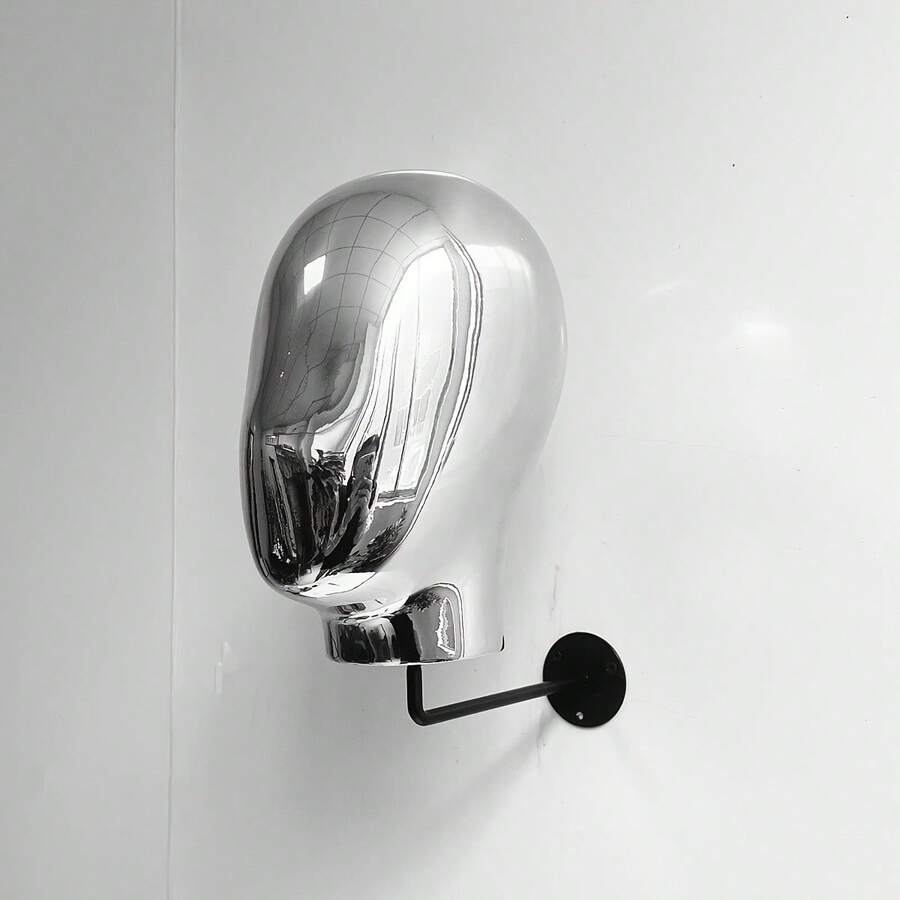Silver Wall-Mounted Mannequin Head For Wig Display & Storage, Hairdressing Accessory Organizer - 銀色 - 查看 1