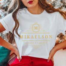 Vampire Diaries T-Shirt Mikaelson  And Ever Shirt Original Vampires Mystic Falls  Saatore Brothers Shirts Fans TopT-Shirt  220g Cotton Crew Neck Top With Gentle Be Yours Typography And Pastel Color Design,Subtle Y2K Meets Natural Style, I For Young Wo Seeking A Calm,Great Gift For A Gentle Soul,Casual Yet Elegant Daily Wear For Garden Walks, Coffee Dates, Art Museums, Or Reading Nooks - 白色2 - 查看 1
