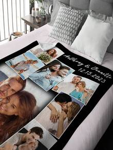 1pc Customized Photo Blanket, Personalized Flannel Blanket, Can Print Photos And Text, Mother's Day/Father's Day Gift, Home Bedding, Customized Photo Blanket, Family Personalized Photo Blanket, Suitable For Mother's Day, Birthday, Valentine's Day, Graduation, Father's Day, Wedding, Housewarming, Can Be Placed On Sofa, Bed, Car, Tea Room, Bedroom, Bathroom, Living Room, Dining Room, Etc. - Multicolor - View 5