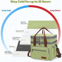 Maelstrom 23L Insulated Lunch Box For Men Women,Expandable Double Deck Lunch Cooler Bag,Lightweight Leakproof Tote Bag With Side Tissue Pocket,Gray