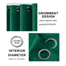 SNITIE 1 Miếng Màu thuần Nhung Lỗ Rèm , Mềm mại & Sáng bóng , , , Thích hợp Đối với Phòng khách , Phòng ngủ , Học tập Phòng , Nhà Sử dụng - ZF-42 xanh đậm - Xem 6