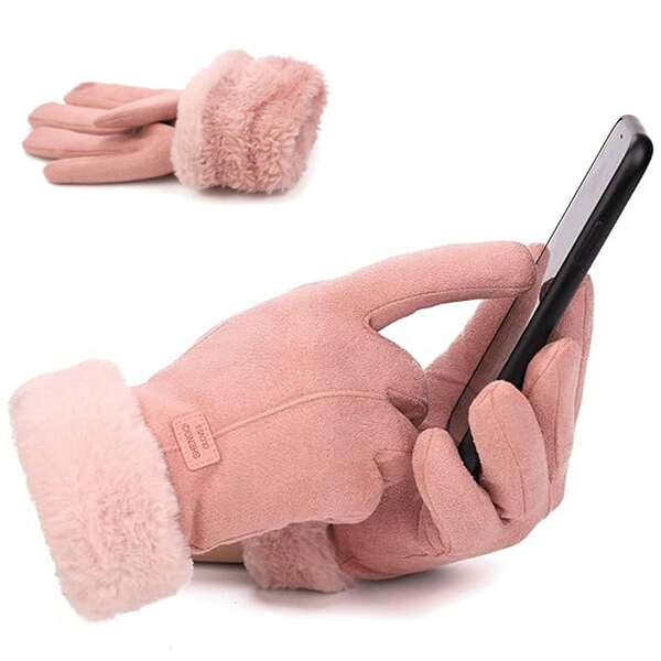 Guantes de invierno para mujer con pantalla táctil, guantes de invierno gruesos y cálidos forrados de felpa, guantes de nieve térmicos para niñas, guantes cómodos a prueba de viento para conducir, manoplas para mujeres y niños para correr, ciclismo, esquí y actividades al aire libre
