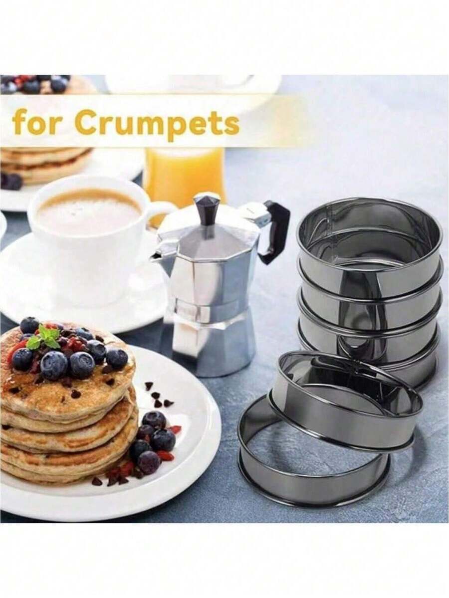 2pcs Stainless Steel Double Horn Shaped Cake, Cookie, Egg, Burger Baking Mold - Silver - View 1