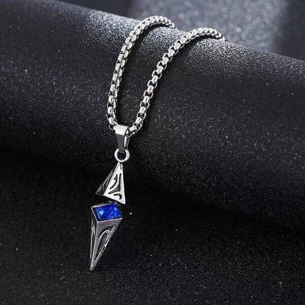 1pc Vintage Star Stud Necklace, Masculine Rhombus Pendant Necklace For Men, Unique Streetwear Choker