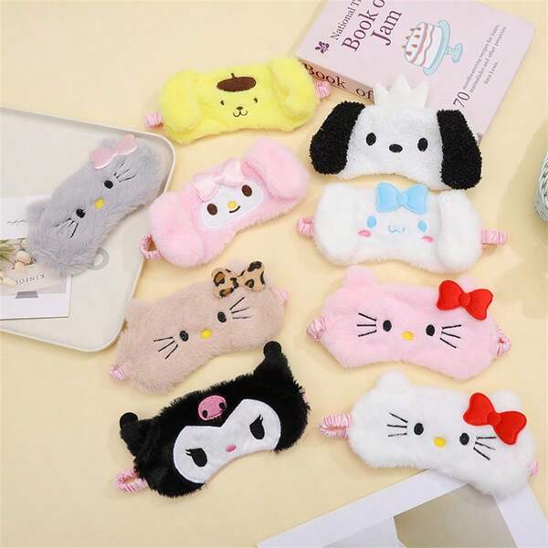 Sanrio 1pc Sanrio Eye Mask Sleep Heart Cartoon Cute Plush Holiday Gift - Travel Accessories - Y2K Style - Multiple Colors And Styles To Choose From