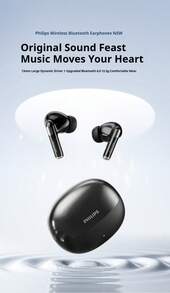 Philips' new TAT1120 true wireless Bluetooth headset semi-in-ear noise canceling high sound quality sports game long battery life for boys and girls couples - 黑色 - 查看 2