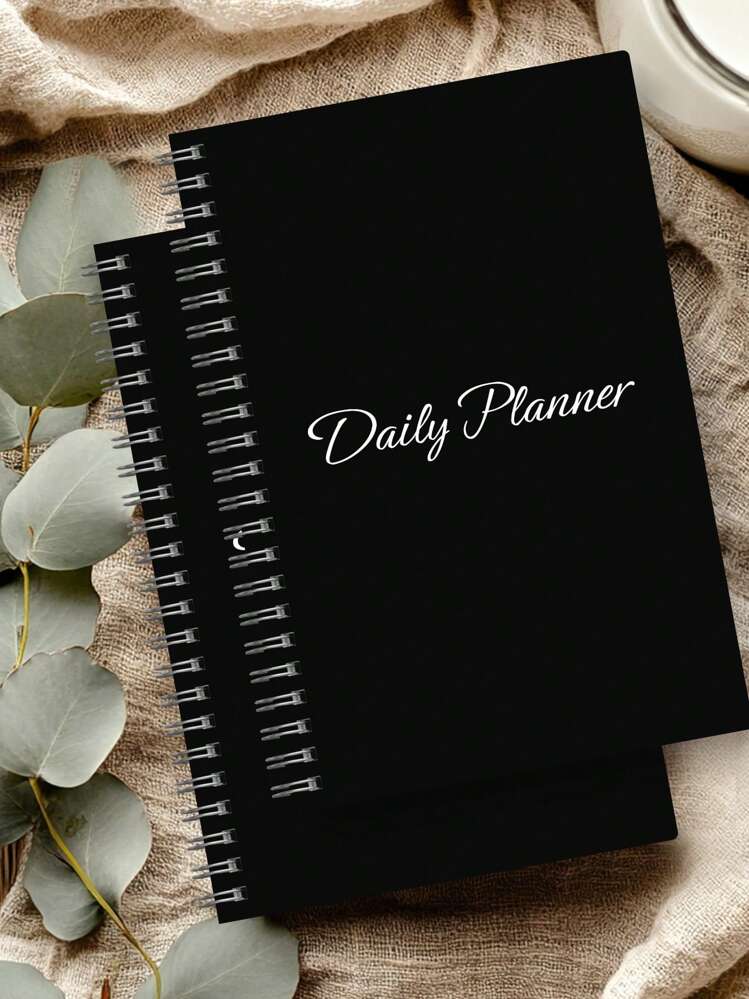 Trees Weekly Planner Notebook Undated Daily Schedule Agenda Spiral Goals Planner With Habit Tracker For Women - Black - View 6