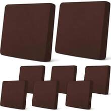 Newwiee 8Pcs Patio Cushion Covers Stretch Outdoor Cushion Cover Patio Furniture Sofa Couch Slipcovers, Soft Flexibility Washable Furniture Protector(Waterproof,Dark Gray) - 黑咖啡 - 查看 10