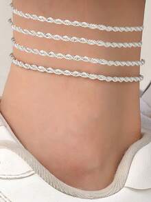 1 pezzo Cavigliera da donna in acciaio inossidabile con catena intrecciata dorata, accessorio versatile per uso quotidiano