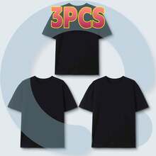 2 To 5 Packs 100% Pure Cotton Home And Business Sports T-Shirt For Both Men And Women, Soft And Breathable Multi Piece Set - 黑色三件裝 - 查看 1