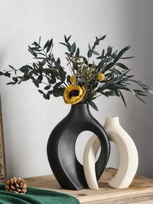 2 pezzi Set di vasi decorativi con ghirlanda floreale moderna, stile minimalista bianco creativo, adatti per soggiorno, ingresso, libreria, mensola del camino, decorazione centrale - Multicolore - Visualizzare 3