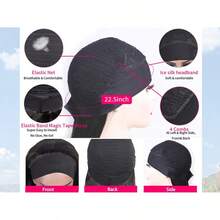 bling hair Perruques bandeau, perruques lisses en cheveux humains pour femmes, perruques sans colle, densité 180 %, sans dentelle, perruques brésiliennes en cheveux humains, couleur naturelle - Noir - Voir 6